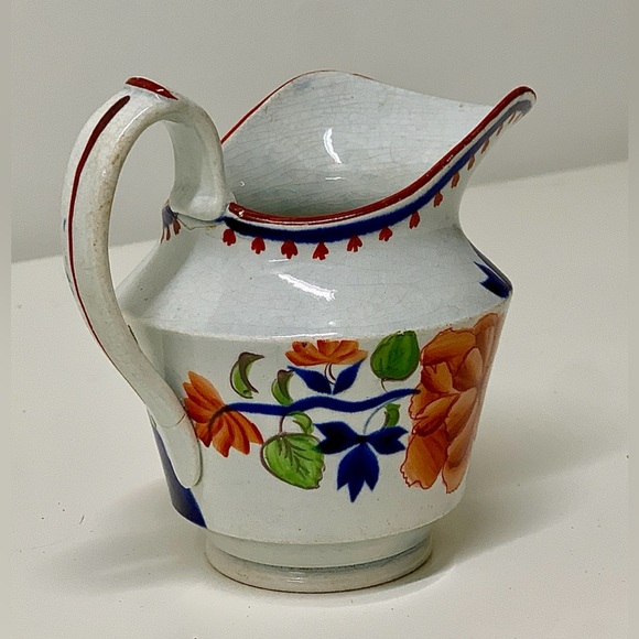 19th Century Antique Gaudy Dutch Double Rose Pattern Hand Painted Creamer Jug - Picture 7 of 16